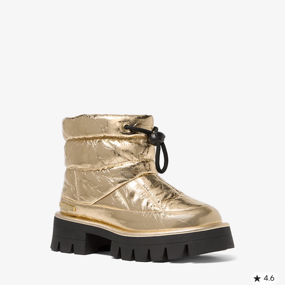 MICHAEL MICHAEL KORS Gold Barton Crackled Metallic Leather Boot 7.5 NWOT in box